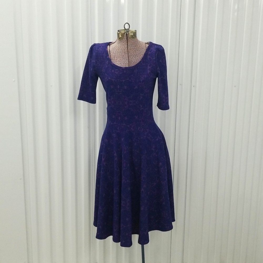 Lula Roe Printed Blue and Purple Dress